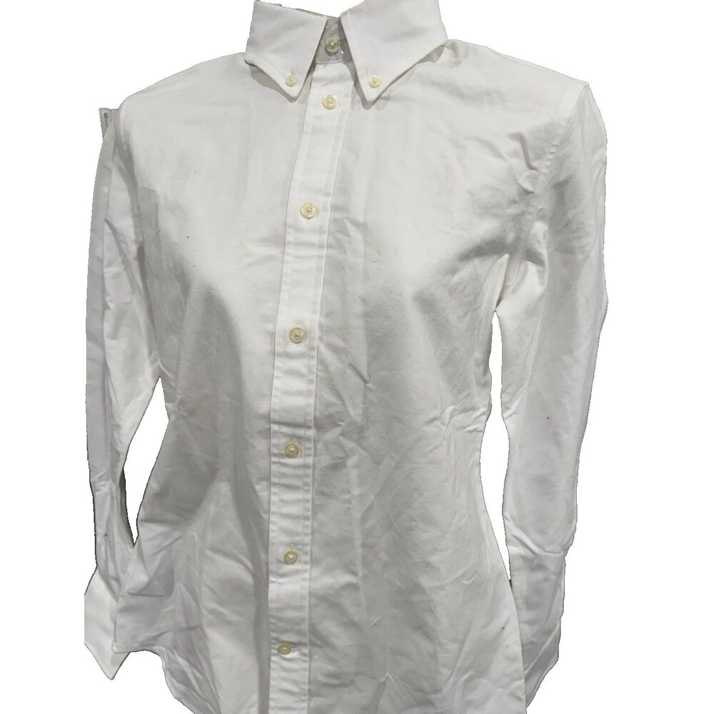 NWT Polo Ralph Lauren Shirt Womens Size 4 White Long Sleeve Button Up